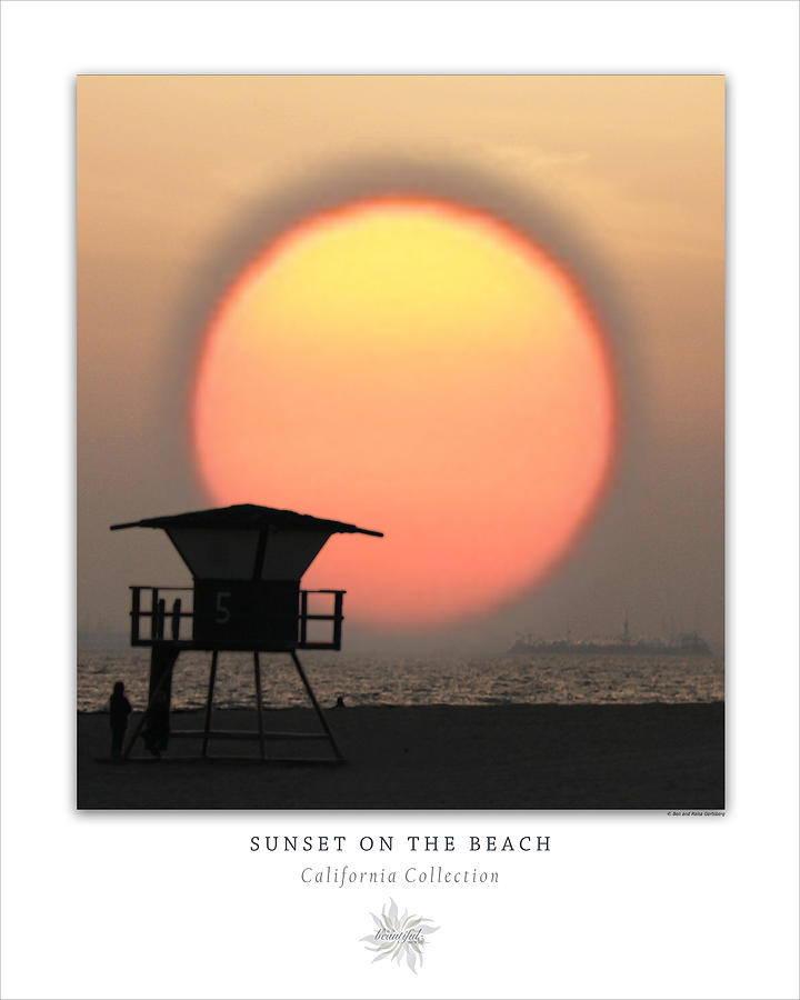 Sunset Photograph - Sunset On The Beach Art Poster - California Collection by Ben and Raisa Gertsberg