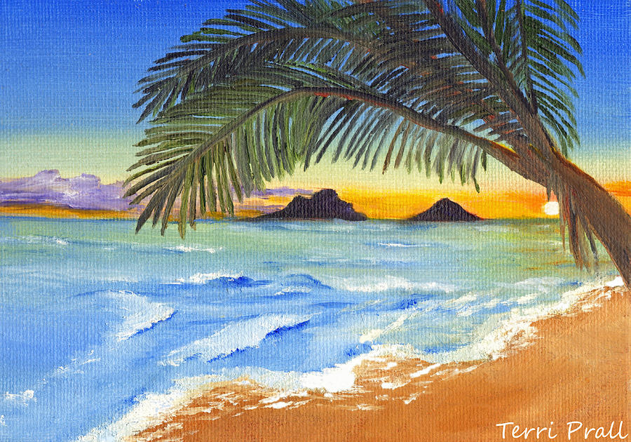 Sunset On The Beach Painting By Terri Prall - Fine Art America