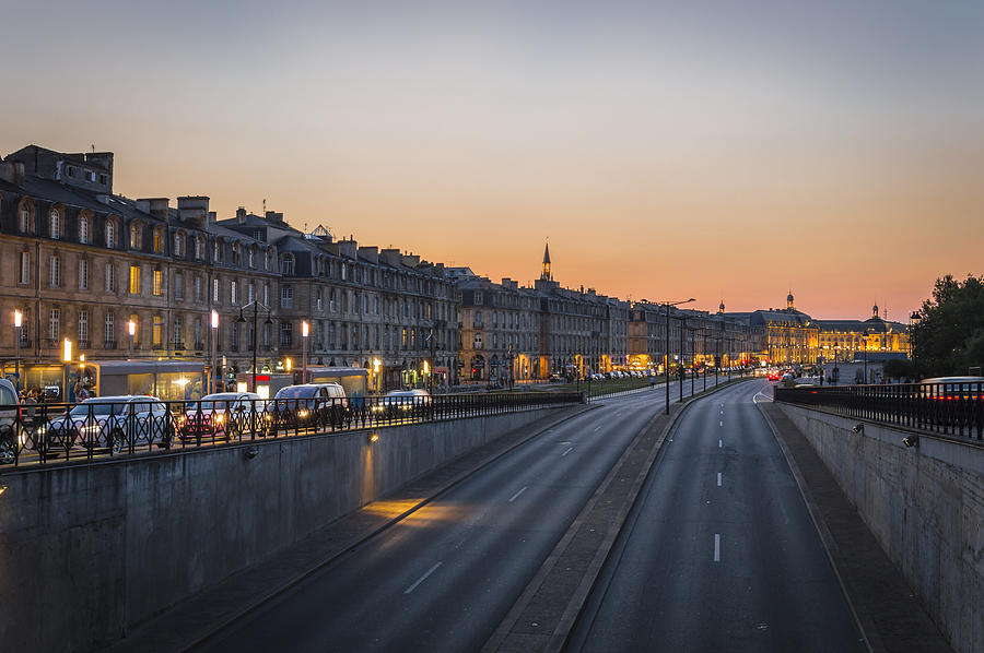 Sunset On The City Centre Of Bordeaux Photograph