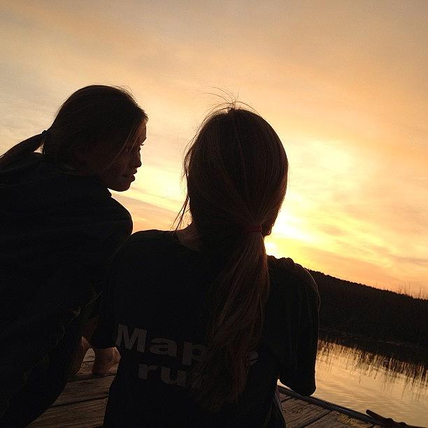 Sunset Photograph - Sunset On The Dock With The Sistaaaa by Megan Nicole