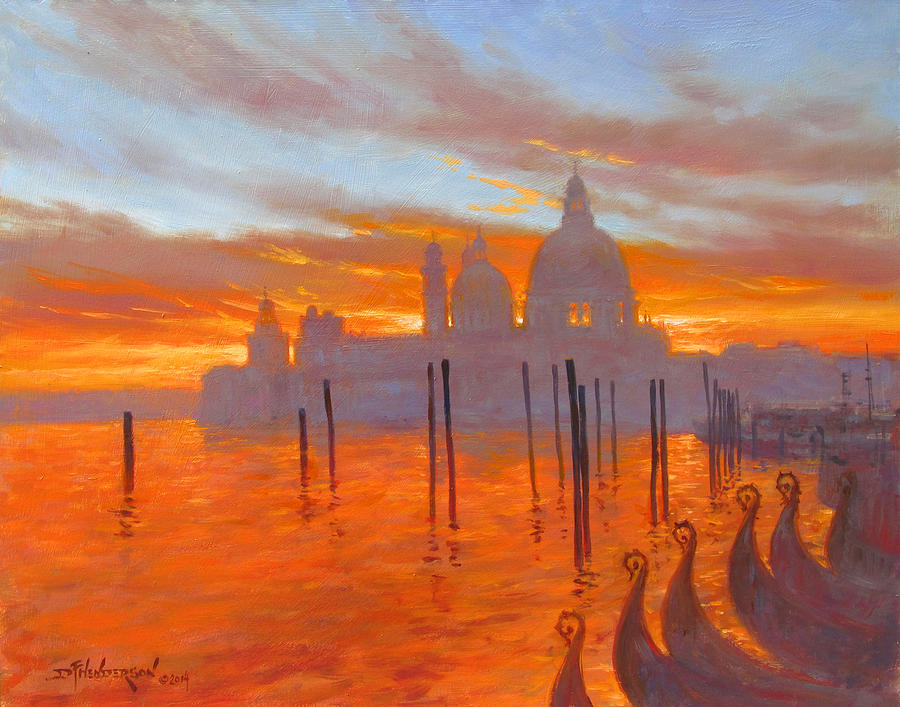 Sunset Painting - Sunset on the Grand Canal by David Henderson