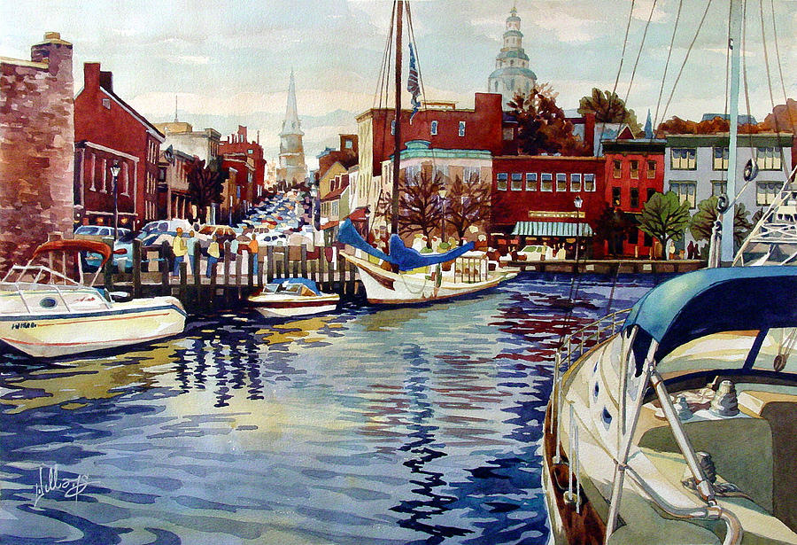 Sunset on the Harbor Painting by Mick Williams