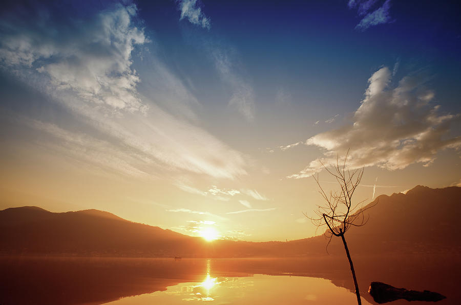 Sunset On The Lake Photograph by Deimagine
