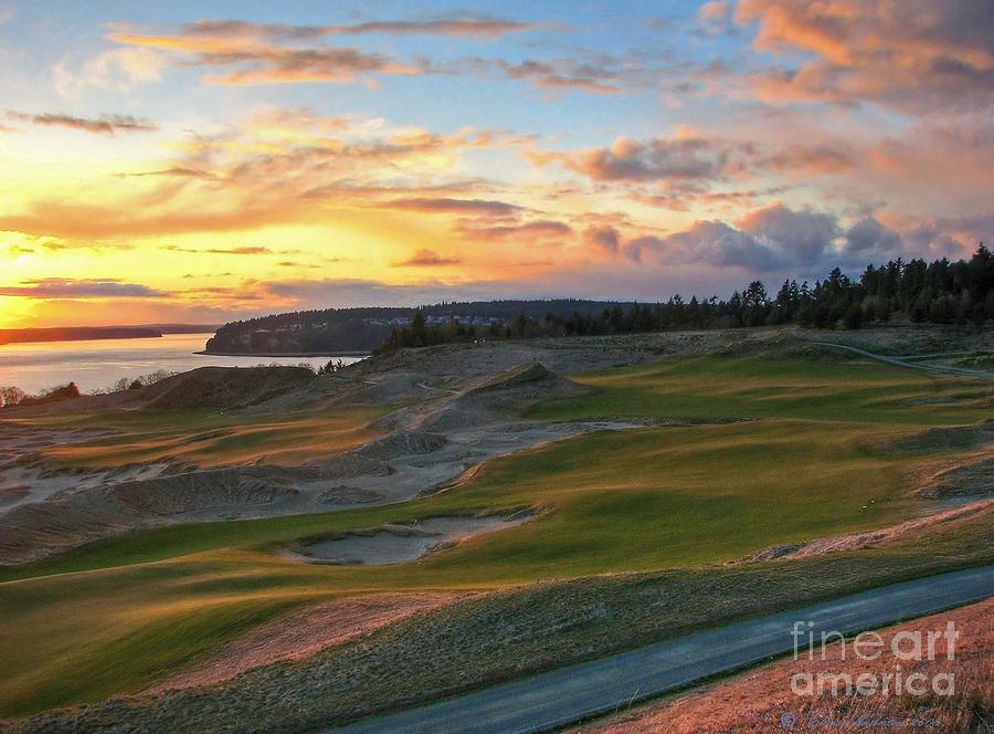 Sunset on the Links - Chambers Bay Golf Course Photograph by Chris Anderson