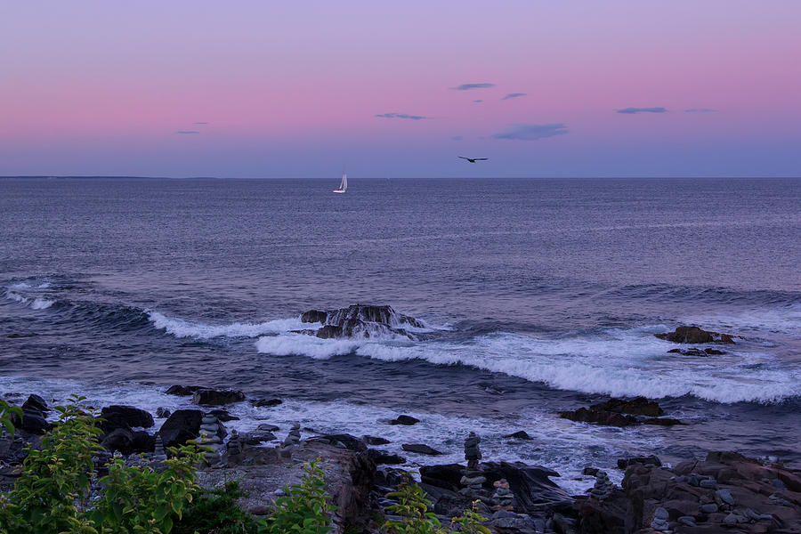 Sunset on the Marginal Way in Ogunquit Maine Photograph by White Mountain Images
