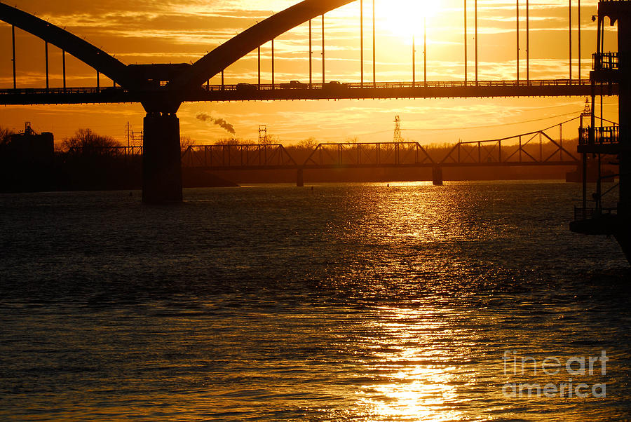Sunset Photograph - Sunset on the Mississippi River by Robert Smice