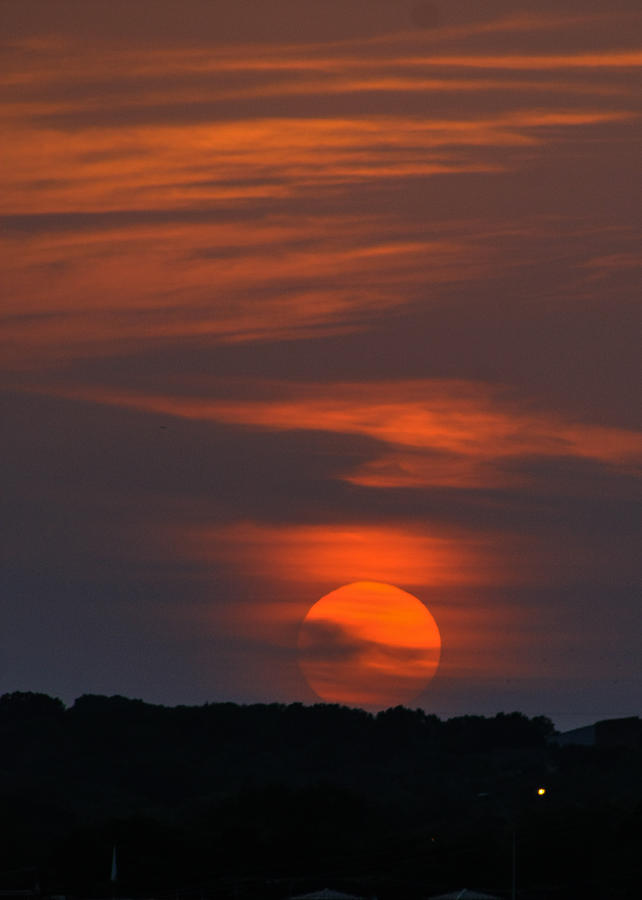 Sunset on the Night of the Super Moon Photograph by Toma Caul
