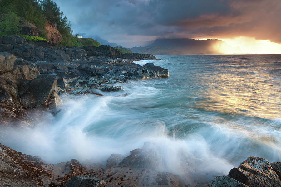 Sunset On The North Shore Of Kauai Photograph by Wingmar