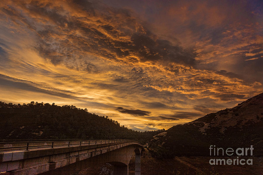 Sunset on the Parrots Ferry Bridge Photograph by Daniel Ryan