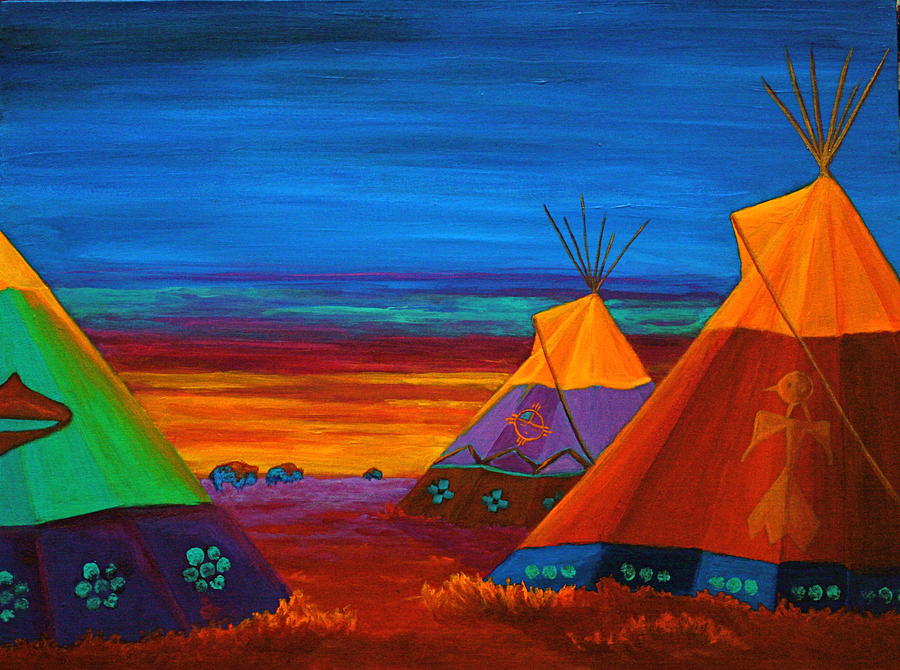 Sunset on the Prairie Painting by Nancy Jolley