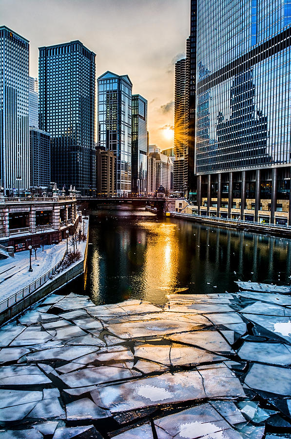 Chicago Photograph - Sunset On The River by Ryan Crane