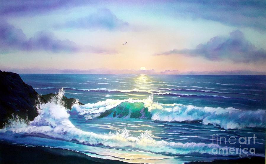 Sunset on the Sea Painting by Jerry Bokowski