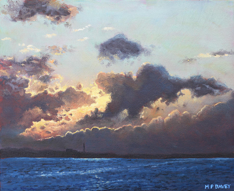 Sunset Painting - Sunset on the Solent by Martin Davey