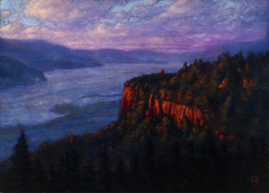 Sunset On The Vista House Painting