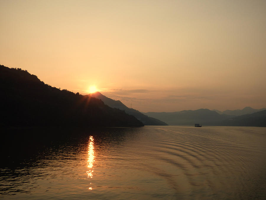 Sunset on the Yangtze River Photograph by Lynn Bolt