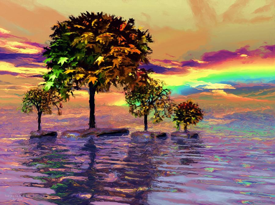 Tree Painting - Sunset On Trees And Ocean by Susanna Katherine