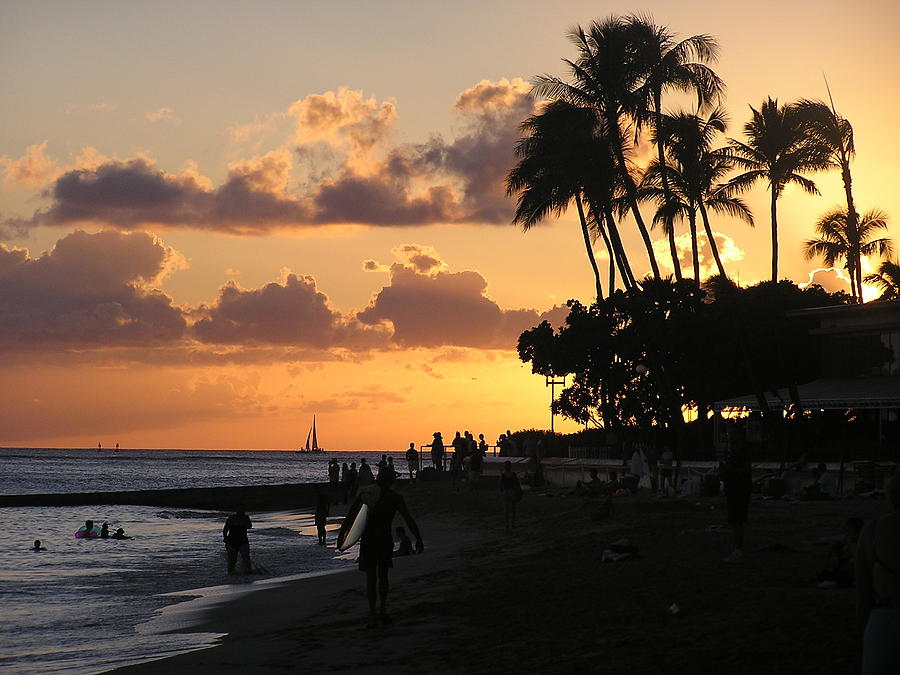 Sunset on Waikiki Photograph by Jewels Hamrick
