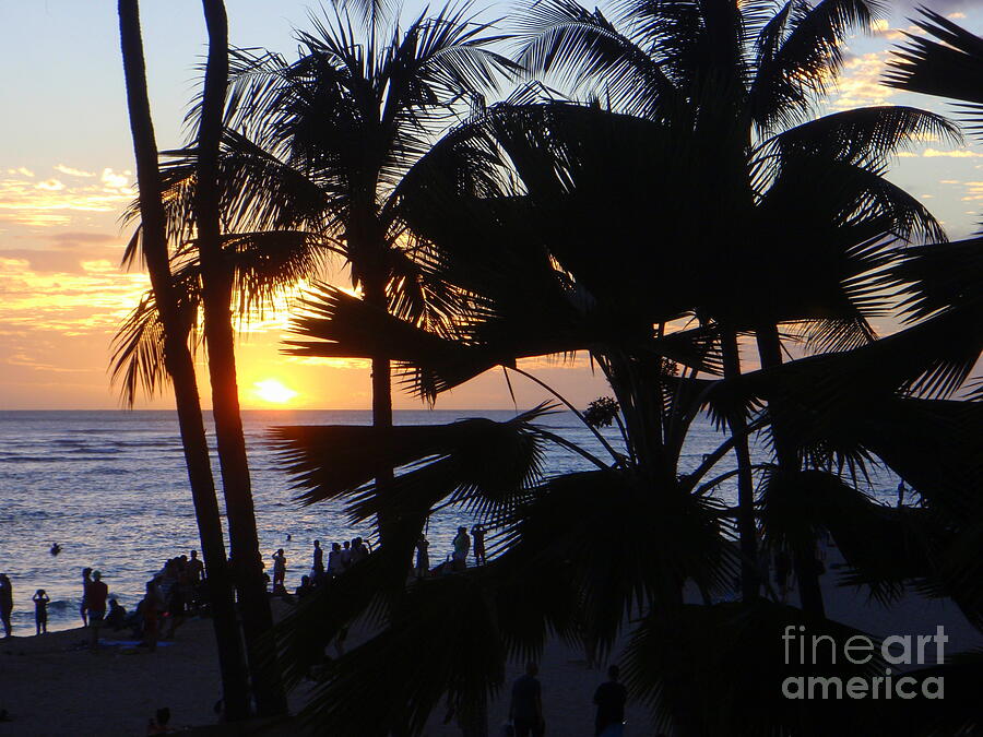 Sunset Photograph - Sunset on Waikiki by Mary Deal