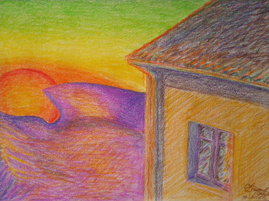 Sunset On Wavy Mountains Painting by Nieve Andrea 
