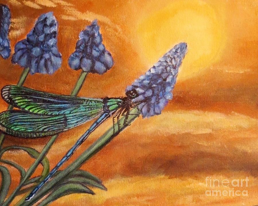 Summer Sunset over a Dragonfly Painting by Kimberlee Baxter