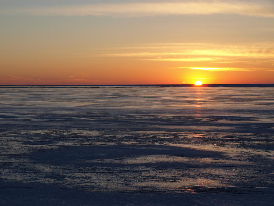 Sunset Over a Frozen Lake Erie - 2 Photograph by Jeffrey Peterson
