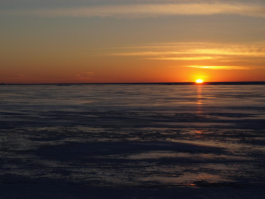 Sunset Over a Frozen Lake Erie - 3 Photograph by Jeffrey Peterson