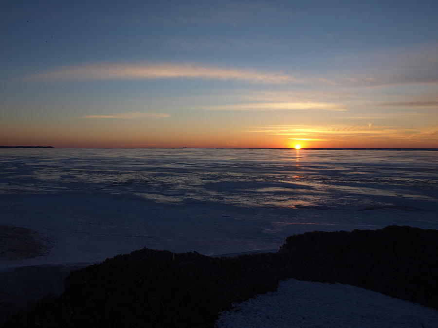 Sunset Over a Frozen Lake Erie - 4 Photograph by Jeffrey Peterson