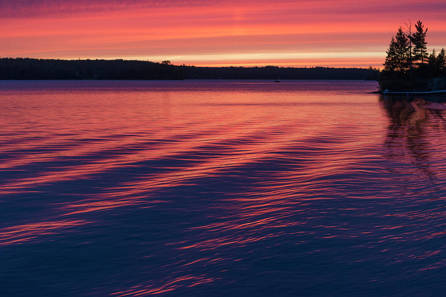 Sunset Over A Lake Reflecting Pink Photograph by Keith Levit | Fine Art ...