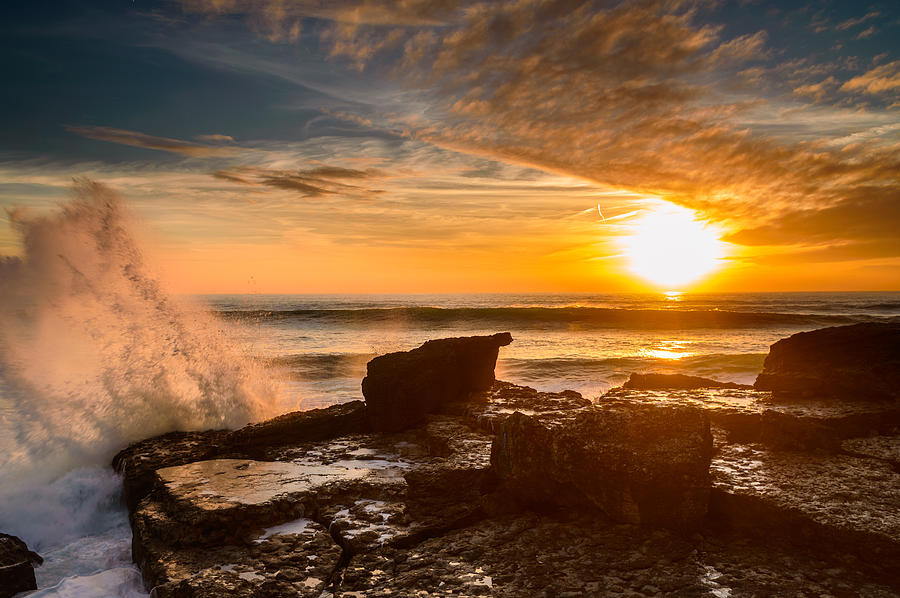 Sunset Photograph - Sunset Over A Rough Sea I by Marco Oliveira