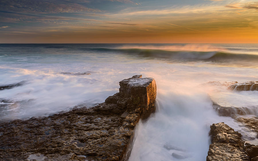 Sunset Over A Rough Sea II Photograph by Marco Oliveira
