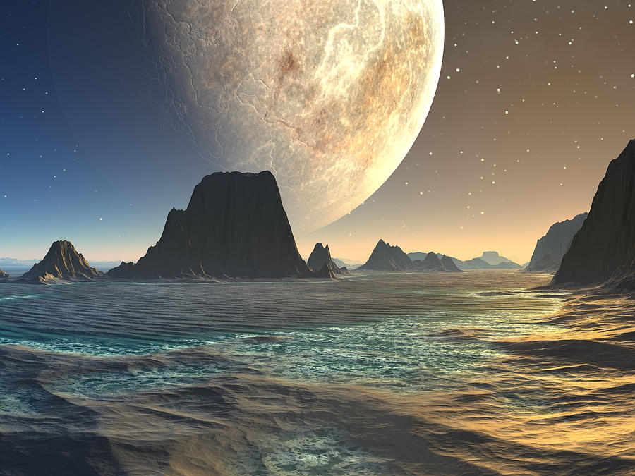 Sunset over Alien Beach at Moonrise Digital Art by Spinning Angel ...