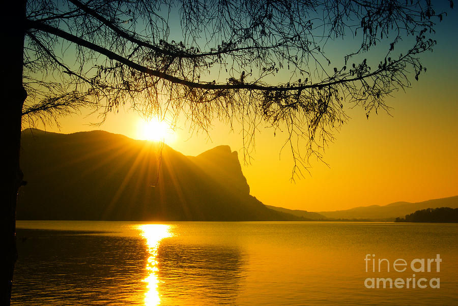 Landscape Photograph - Sunset over at Lake in Austria by Sabine Jacobs