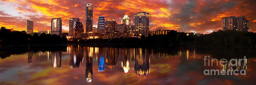 Sunset Photograph - Sunset Over Austin Panoramic by Randy Smith