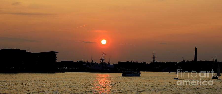 Sunset  Over Boston and Charlestown Photograph by Lennie Malvone
