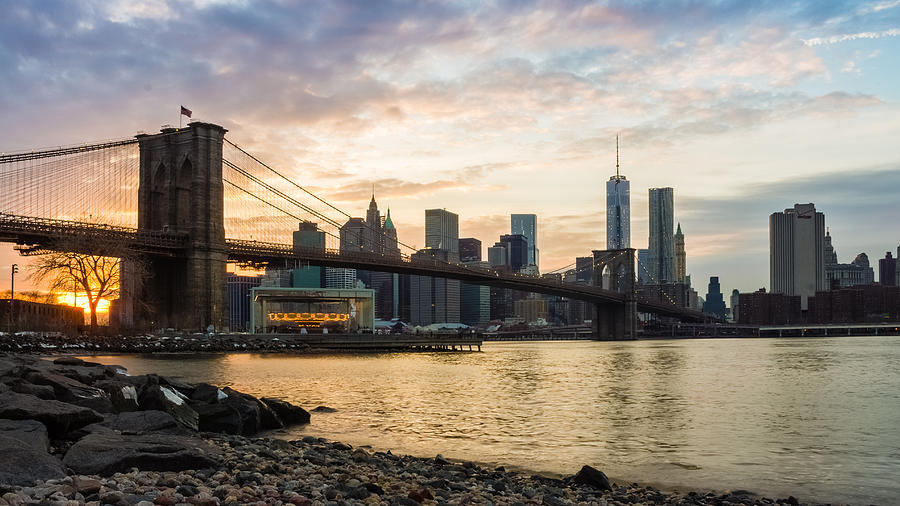 Sunset over brooklyn bridge Photograph by SAURAVphoto Online Store