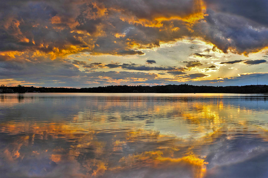Blue Photograph - Sunset over Canobie Lake by Sebastien Coursol Blue Photograph - Sunset over Canobie Lake by Sebastien Coursol
