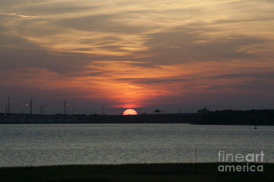 Sunset Photograph - Sunset over Charleston Harbor by Dale Powell