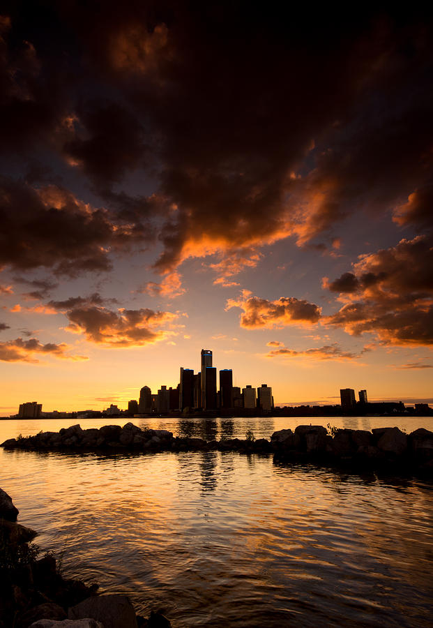 Sunset over Detroit Photograph by Cale Best