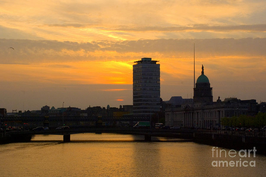 Sunset over Dublin city Photograph by Joe Cashin