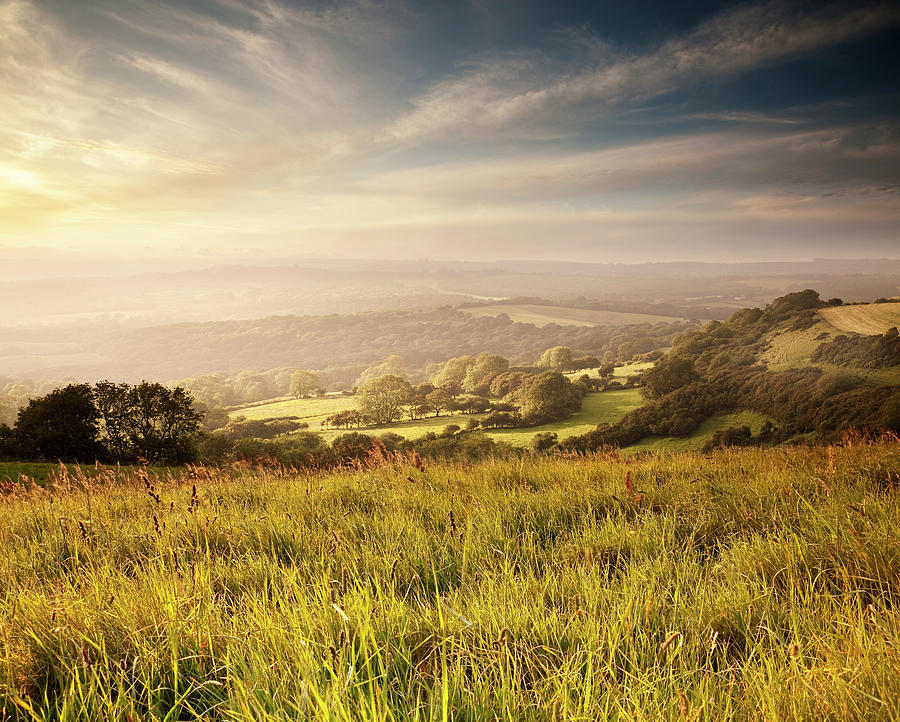 Sunset Over English Countryside In Photograph by Blackbeck