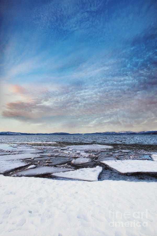 Sunset Over Frozen Lake Digital Art by Susan Gary