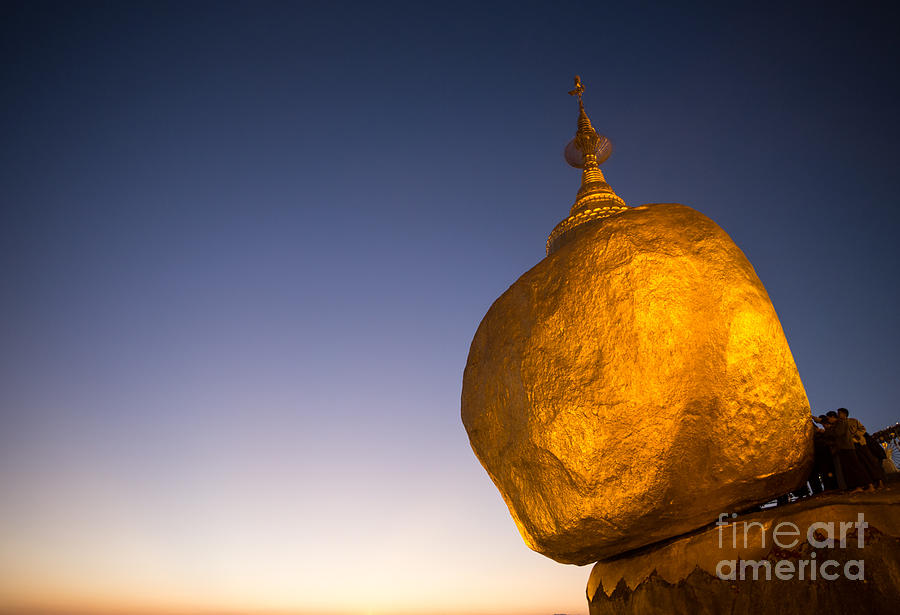 Sunset over Golden rock in Myanmar Photograph by Matteo Colombo