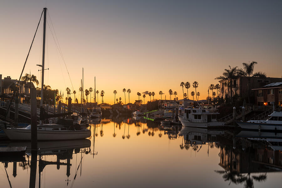 Sunset over harbor in Ventura California Photograph by Steven Heap