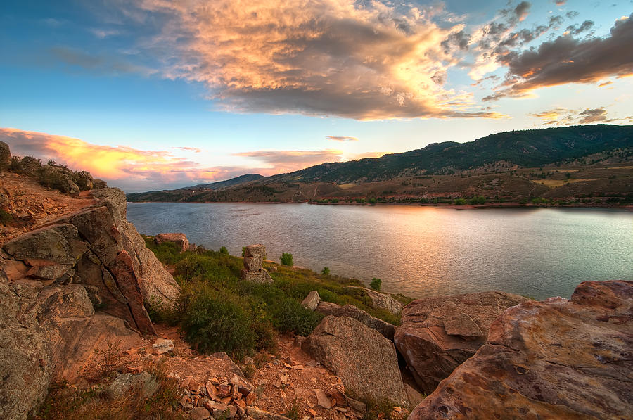 Sunset Photograph - Sunset over Horsetooth by Preston Broadfoot