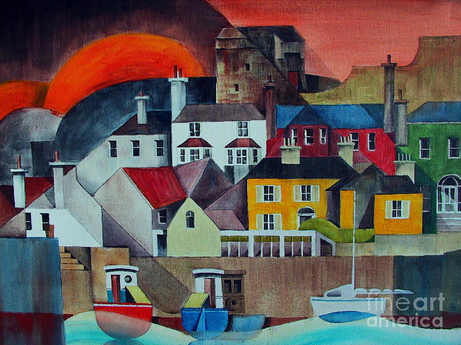 Val Byrne Mixed Media - Sunset over Howth by Val Byrne