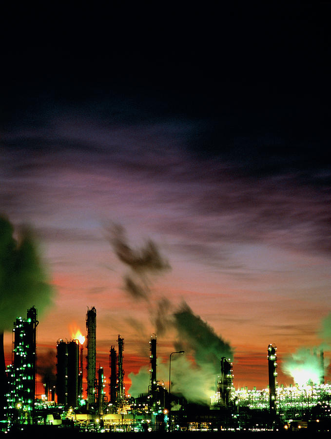 Sunset Over Icis Wilton Chemical Plant Photograph by Simon Fraser/science Photo Library