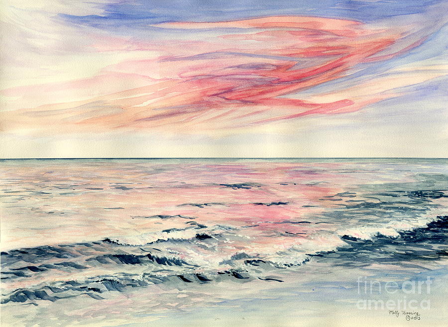 Sunset Over Indian Ocean Painting by Melly Terpening