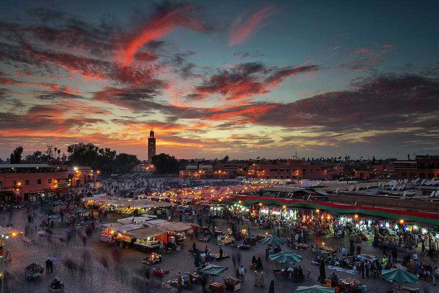City Photograph - Sunset Over Jemaa Le Fnaa Square In Marrakech, Morocco by Dan Mirica