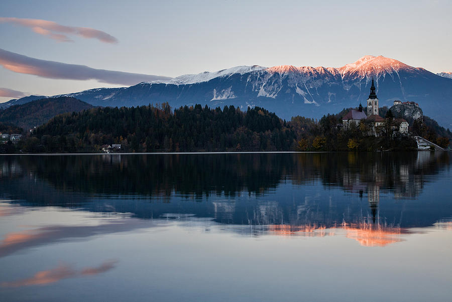 Sunset over Lake Bled Photograph by Ian Middleton