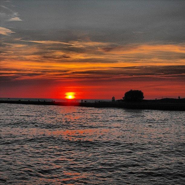 Lake Michigan Photograph - Sunset Over Lake Michigan by Steve Gilbert